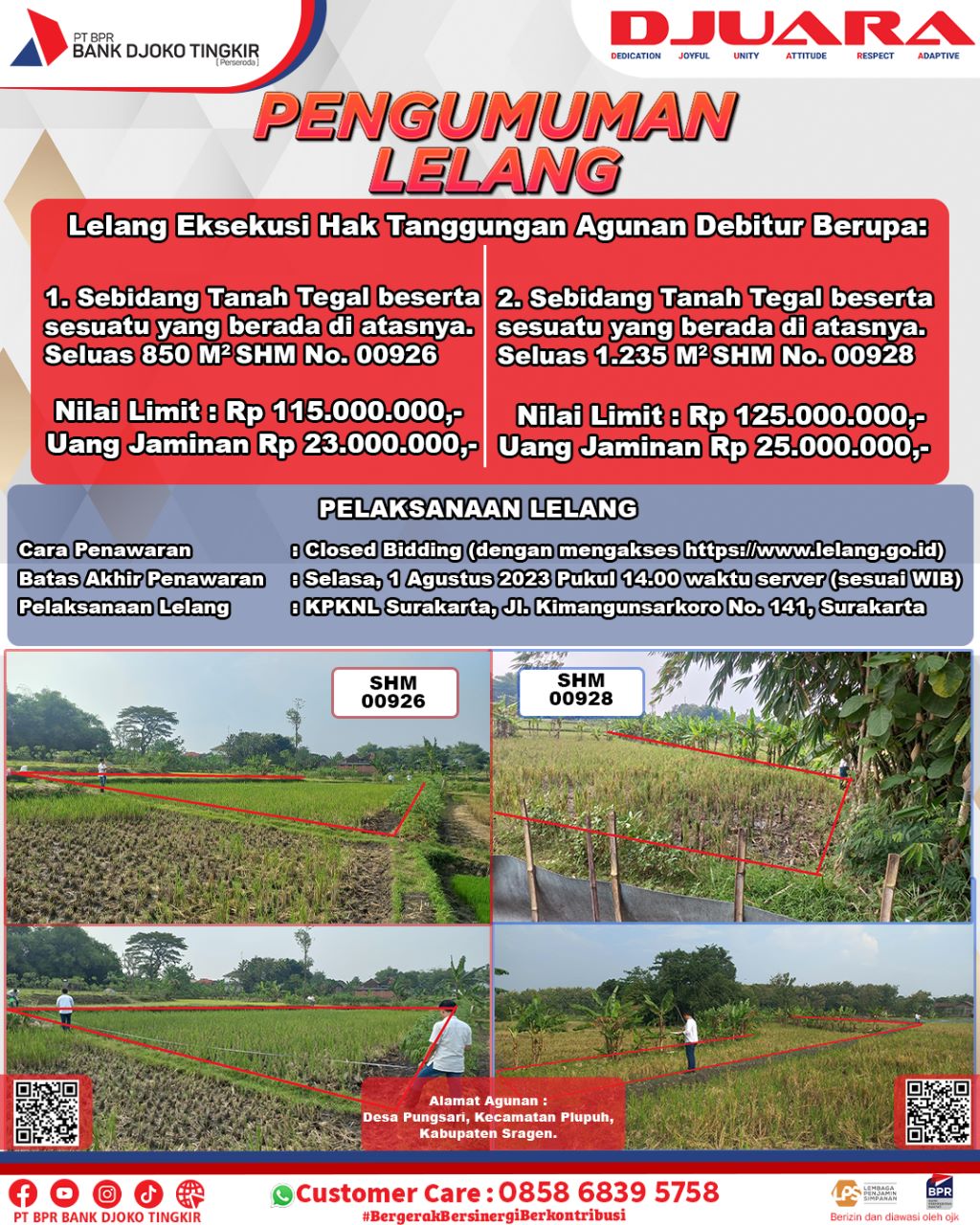 Lelang Tanah Desa Pungsari, Kecamatan Plupuh, Kabupaten Sragen